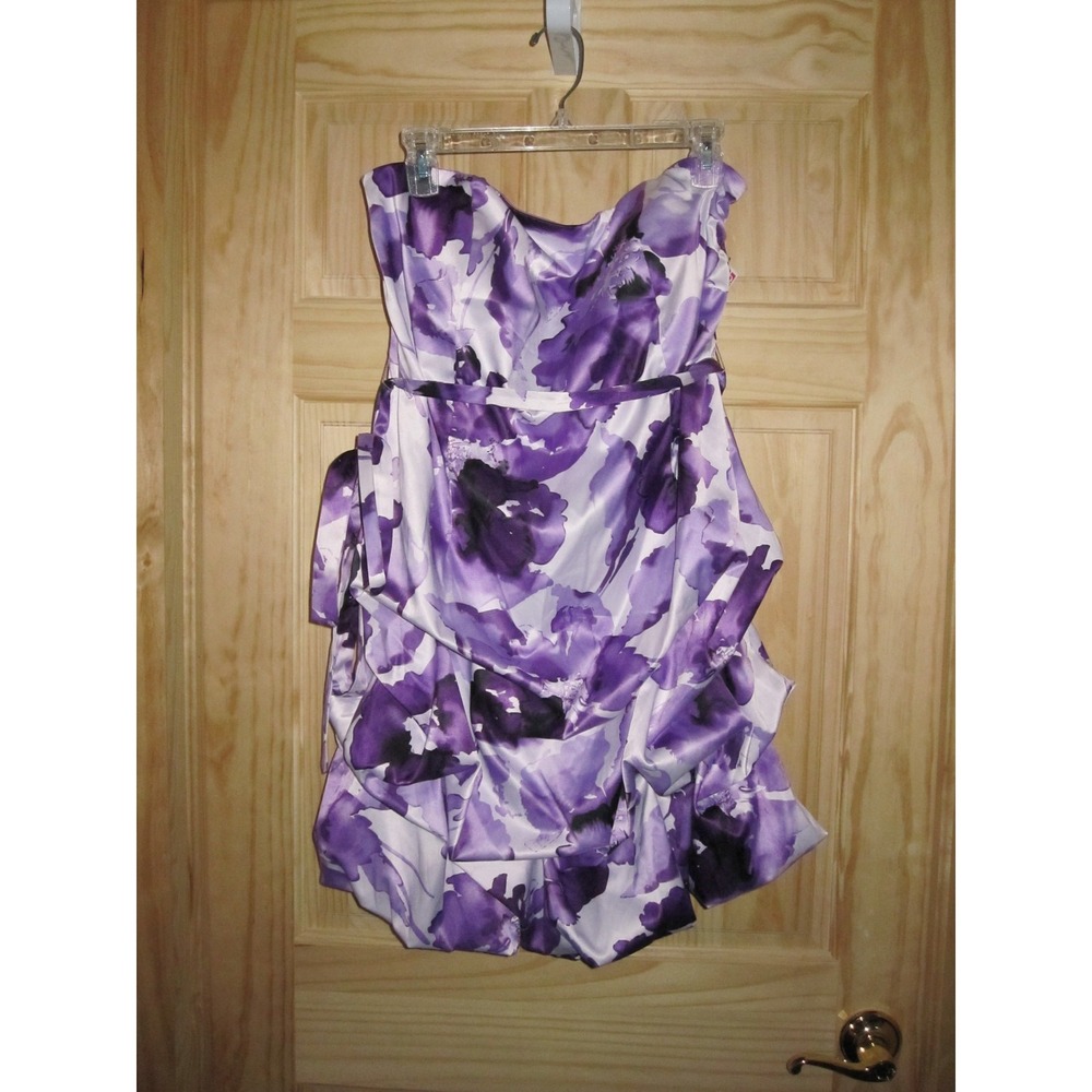NEW Stunning Purple Floral SNAP Short Mini Dress Plus size 16W Club/Party Sexy!!